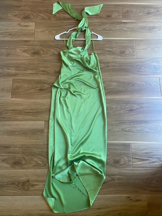 Dresses & Skirts - Satin Halter Slip Dress in Lime Green